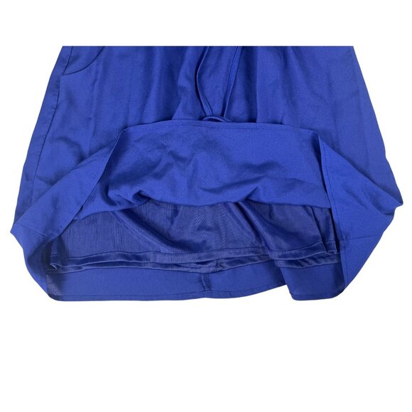 Be Bop Sleeveless A-Line Dress Women's L Blue Scoop Neck Sheer Lined Drawstring - Picture 3 of 6